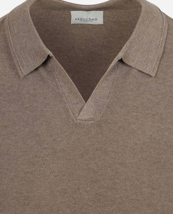 Poloshirt riva luxury structure taupe