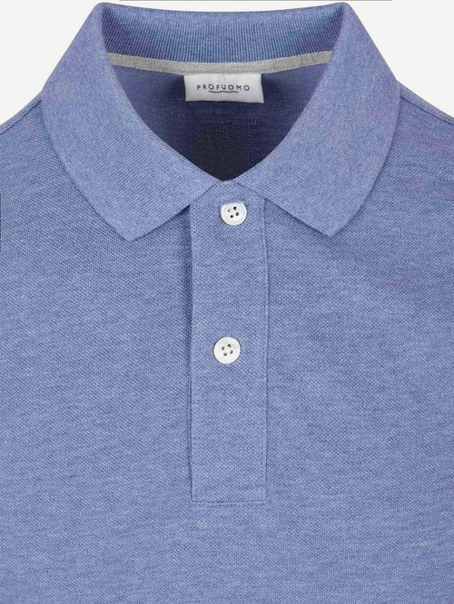Piqué poloshirt melange blauw