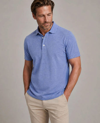Piqué poloshirt melange blauw