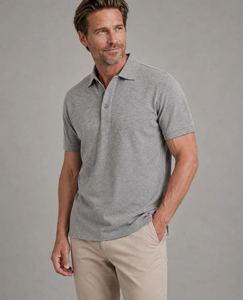 Piqué poloshirt melange grijs