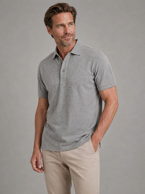 Piqué poloshirt melange grijs