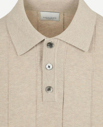 Poloshirt drop needle structure beige