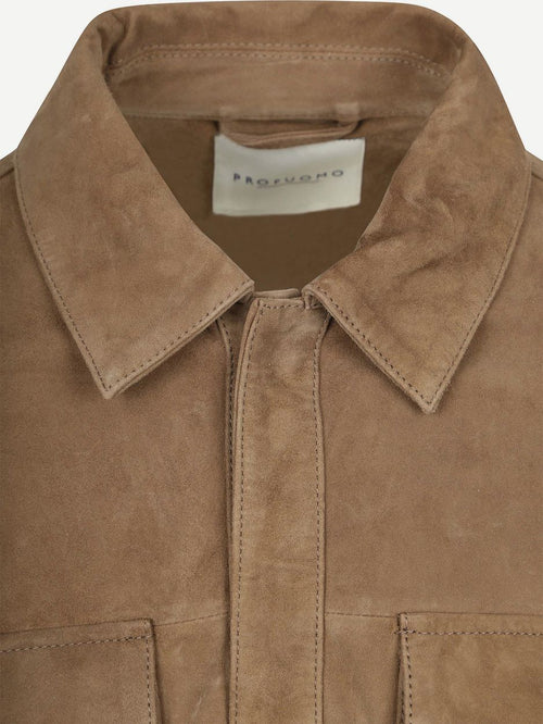 Overshirt suede taupe
