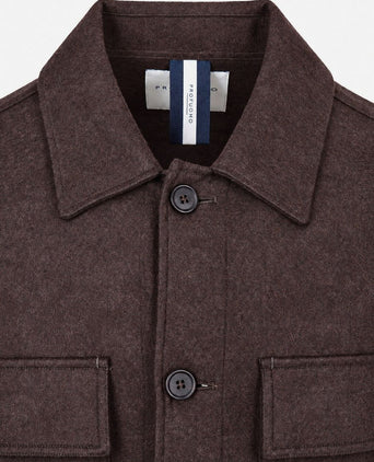 Overshirt button peached donkergroen