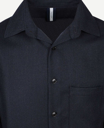 Overshirt wool mouliné donkerblauw