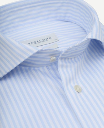 Twill overhemd strepen lichtblauw