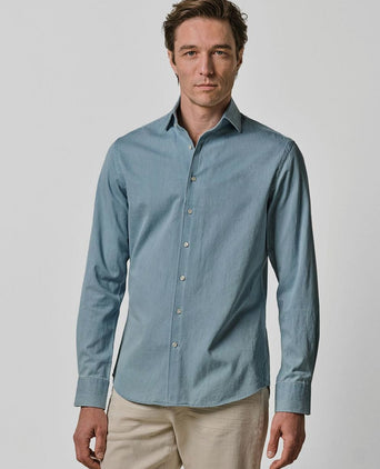 Twill overhemd denim lichtblauw