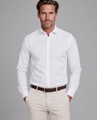 Twill overhemd wit