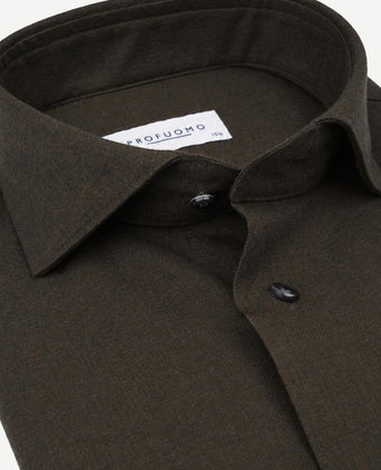 Overhemd brushed twill donkergroen