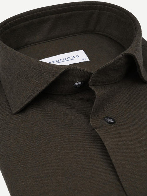 Overhemd brushed twill donkergroen