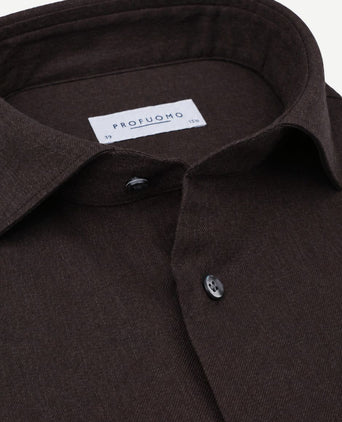 Overhemd brushed twill bruin