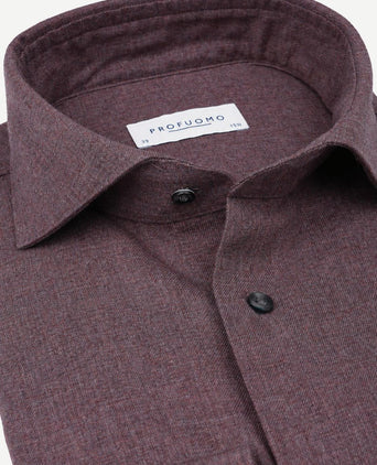Overhemd brushed twill aubergine
