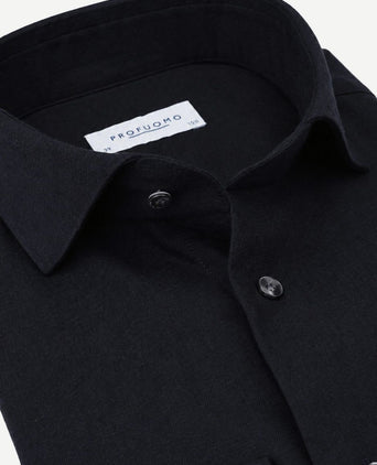 Overhemd brushed twill donkerblauw