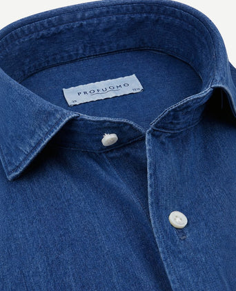 Jeans twill overhemd indigo