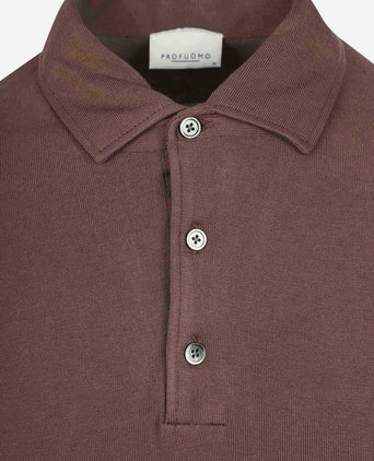 Longsleeve poloshirt luxury basic bruin