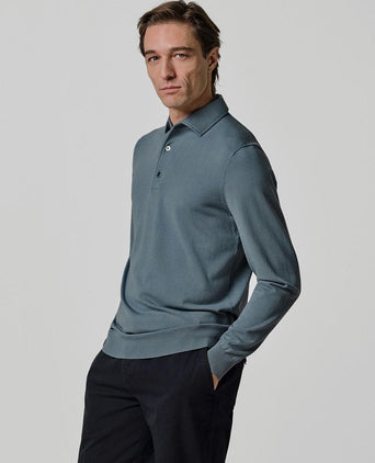 Longsleeve poloshirt luxury basic blauw