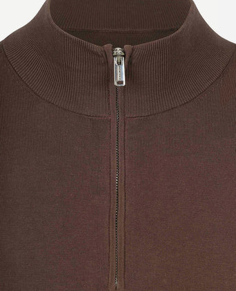 halve rits pullover luxury basic bruin