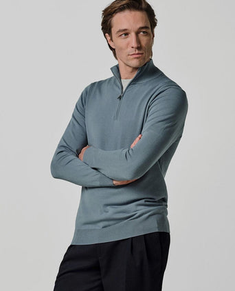 halve rits pullover luxury basic blauw