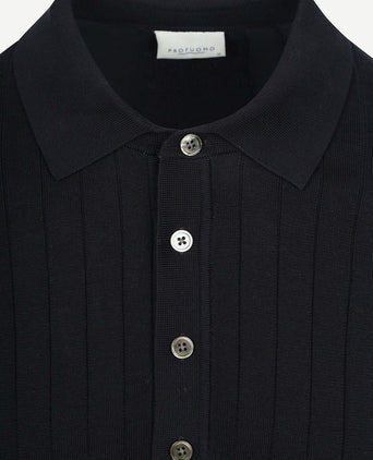Longsleeve poloshirt dropneedle donkerblauw