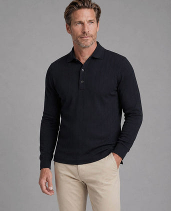 Longsleeve poloshirt dropneedle donkerblauw
