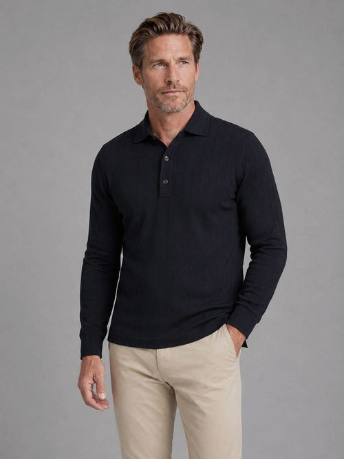 Longsleeve poloshirt dropneedle donkerblauw