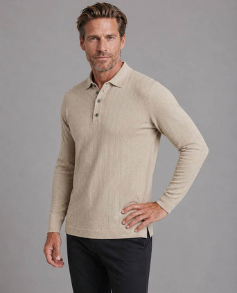 Longsleeve poloshirt dropneedle beige
