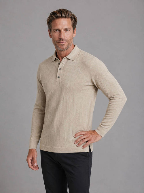 Longsleeve poloshirt dropneedle beige