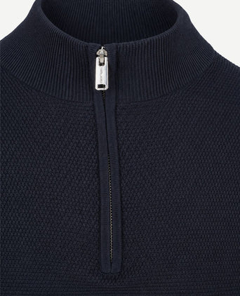 halve rits pullover structuur donkerblauw