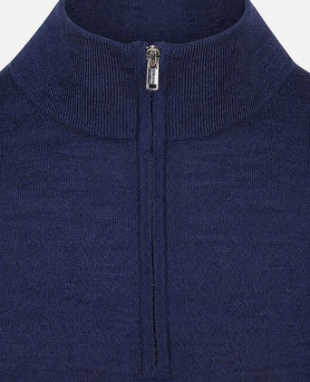 halve rits pullover merinowol royal blue