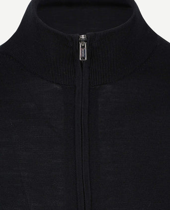 halve rits pullover merinowol zwart