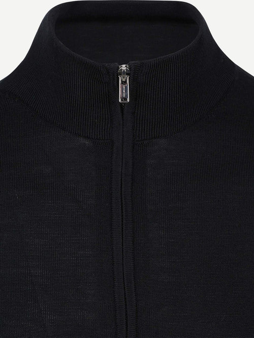 halve rits pullover merinowol zwart