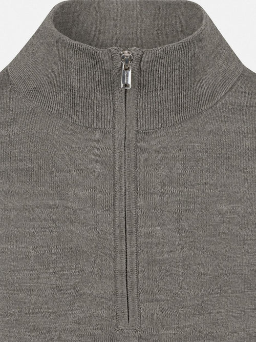 halve rits pullover merinowol groen
