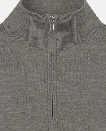 halve rits pullover merinowol groen