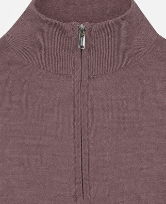 halve rits pullover merinowol aubergine
