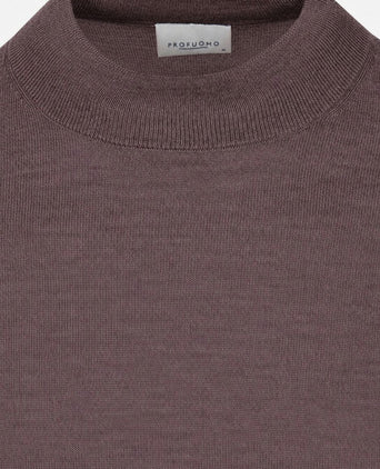 Turtleneck trui merinowol aubergine