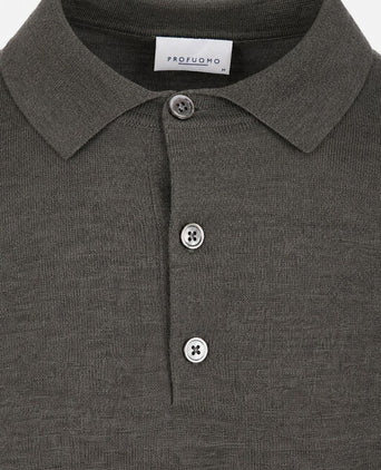 Longsleeve poloshirt merinowol groen