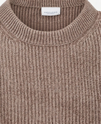 Pullover chenille rib wool blend brown