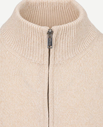 halve rits pullover woolblend sand
