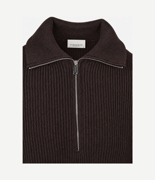 halve rits pullover wool bruin