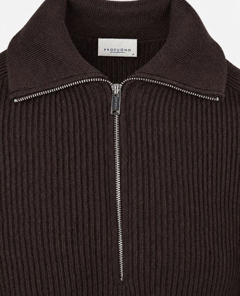 halve rits pullover wool bruin