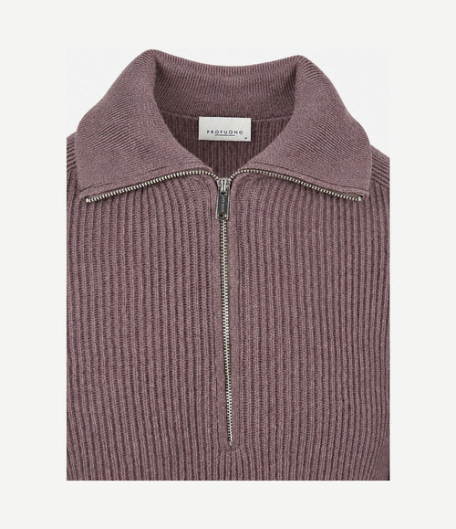 halve rits pullover wool light aubergine