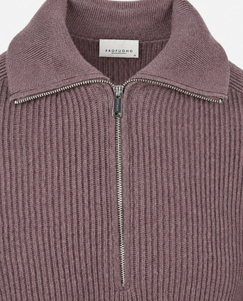 halve rits pullover wool light aubergine