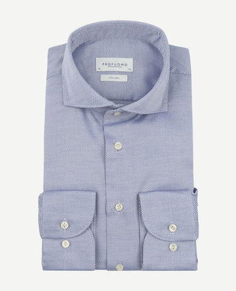 Profuomo basketweave overhemd blauw | Slim-fit