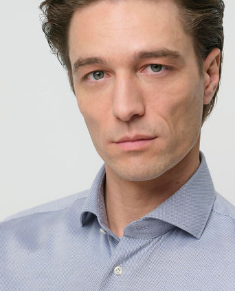 Profuomo basketweave overhemd blauw | Slim-fit