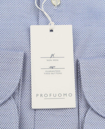 Profuomo basketweave overhemd blauw | Slim-fit