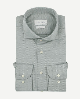 Profuomo basketweave overhemd groen | Slim-fit
