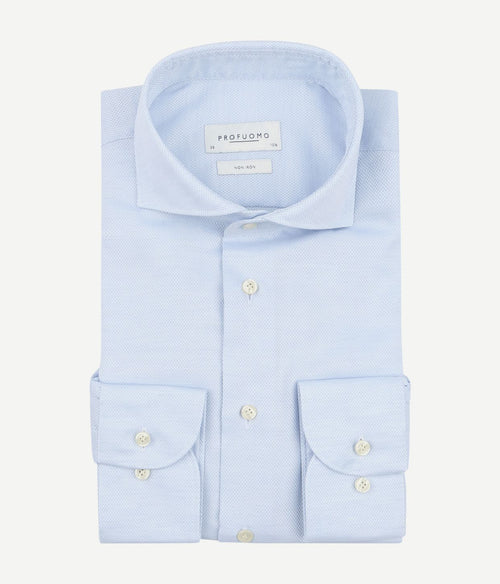 Profuomo basketweave overhemd lichtblauw | Slim-fit
