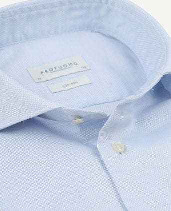 Profuomo basketweave overhemd lichtblauw | Slim-fit