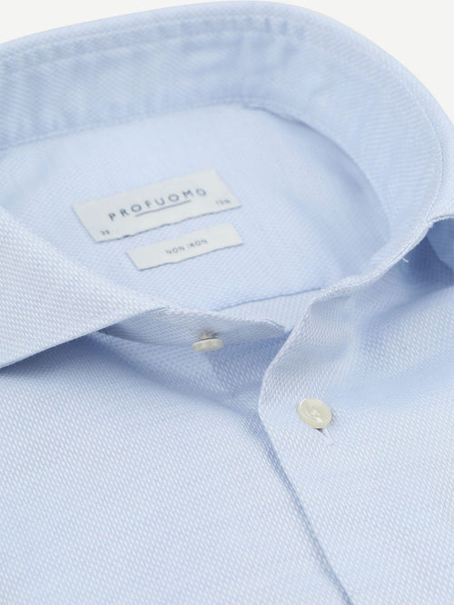 Profuomo basketweave overhemd lichtblauw | Slim-fit