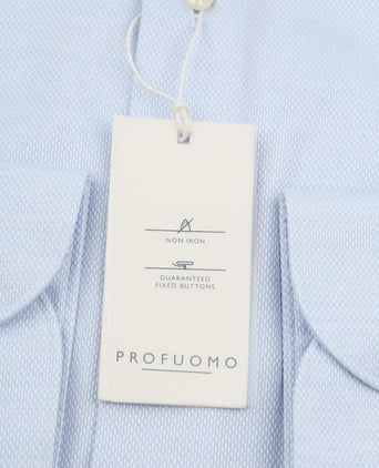 Profuomo basketweave overhemd lichtblauw | Slim-fit